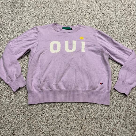 Clare V Oui Classic Cotton Sweater Sz S Lavender Purple Crewneck Pullover Preppy - Picture 1 of 6
